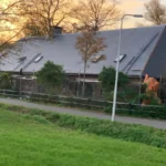 front side of the farm house in Tilburg, roof almost finished